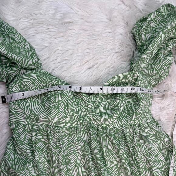 Amanda Uprichard Revolve Puff Sleeve Floral Green Sicily Midi Dress Size XS - Picture 4 of 16
